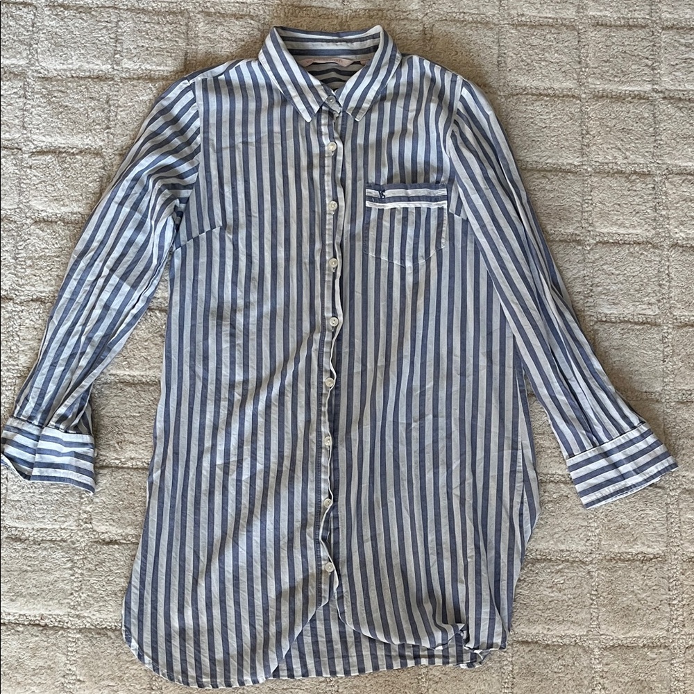 Victoria's Secret Blue and White Striped Button Down Shirt